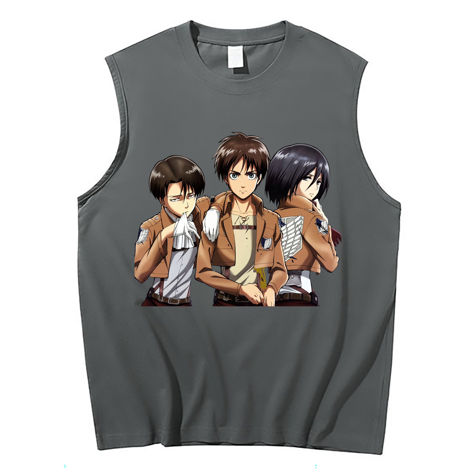 （画像用） 進撃の巨人 エレン･イェーガー Attack on Titan Eren Jäger コットン100％タンクトップ（フロントプリント）